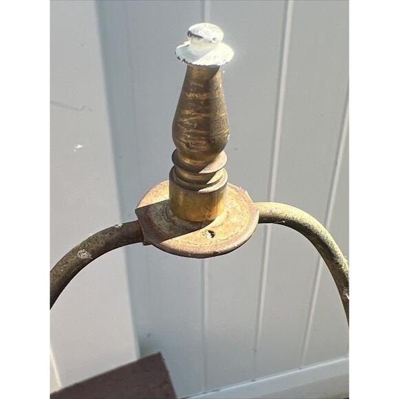 Vtg Mid Century Optical Amber Glass & Brass Hollywood Table lamp Big - Picture 11 of 16